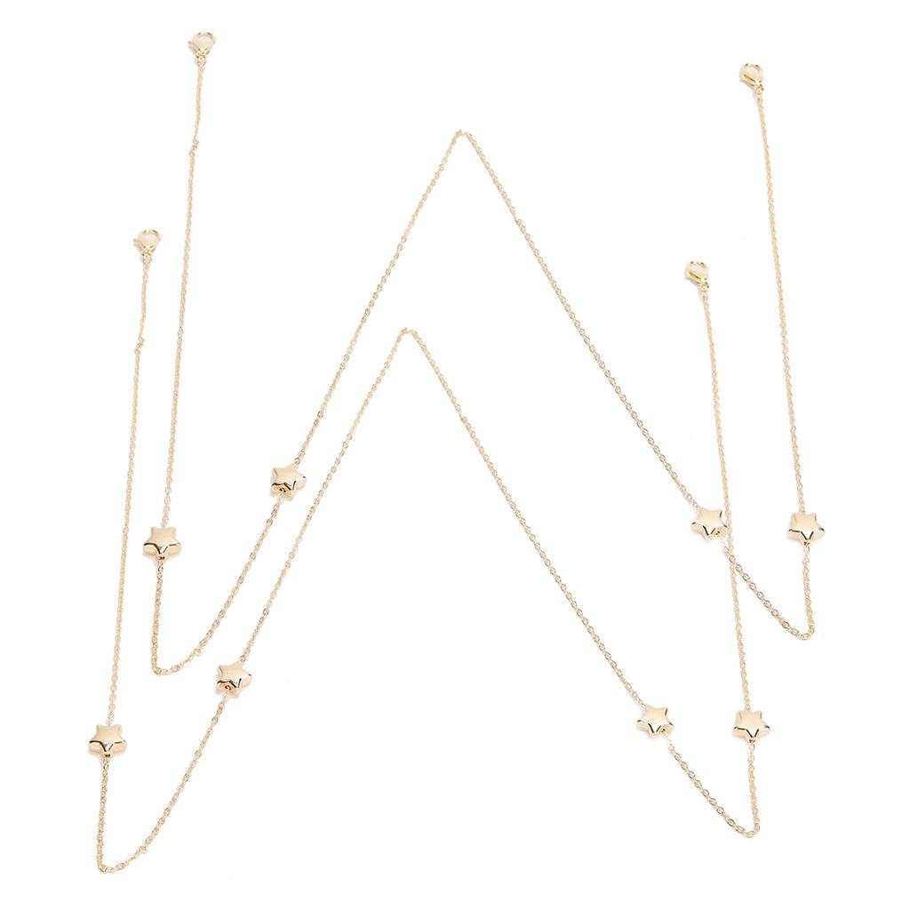 2pcs Star Shaped Pendant Clavicle Chain Stylish Face Cover Chain Lanyard Jewelry Gift