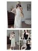 Women's Chiffon Crochet Striped Pleated Wedding & Evening Gown