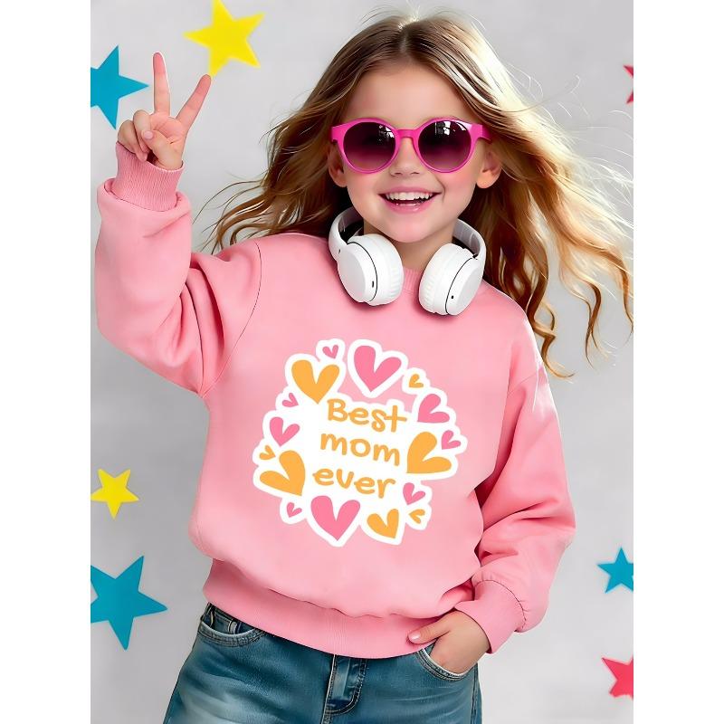 Mother'S Day Print Pattern Girls' Round Neck Sweatshirt 0-3 Years Comfortable And Durable Best Choice for Baby Outdoor