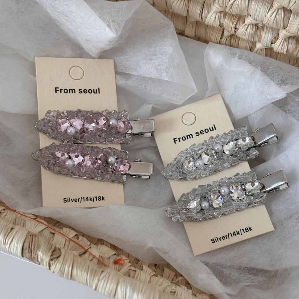 Forest Style Exquisite Crystal Duckbill Hair Clip – High-End Temperament Hairpin for Bangs and Flyaways