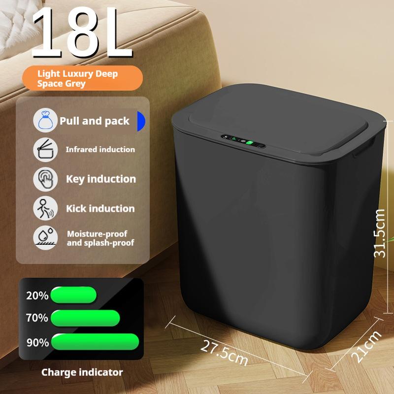 14L Smart Sensor Trash Can Flip-top Sorting Garbage Storage Box Household Wastebasket Kitchen Bathroom Bedroom Waste Collector