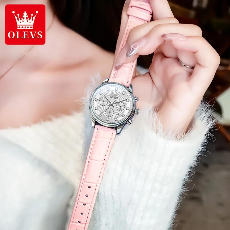 New Business Womens Watches Luxury Leather Chronograph Quartz Watch for Ladies Fashion Wristwatch Relogio Mujer