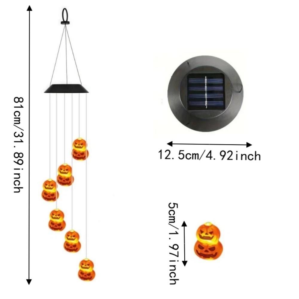 Solar Powered Halloween LED Pumpkin Wind Chime Creative Solar Wind Chime Lamp Courtyard Terrace