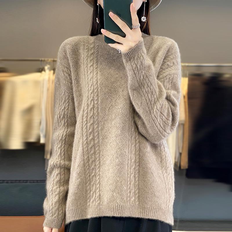 Women's Korean Style Pure Wool Cashmere Knit Pullover Sweater