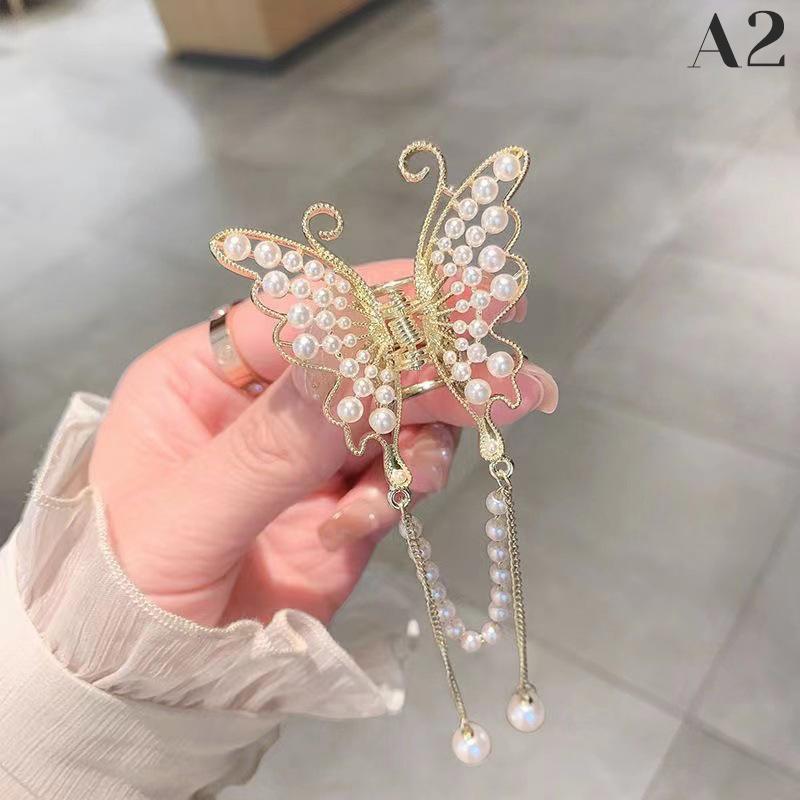 Exquisite Butterfly Tassel Hair Claw Korean Style Pearl Hair Clip