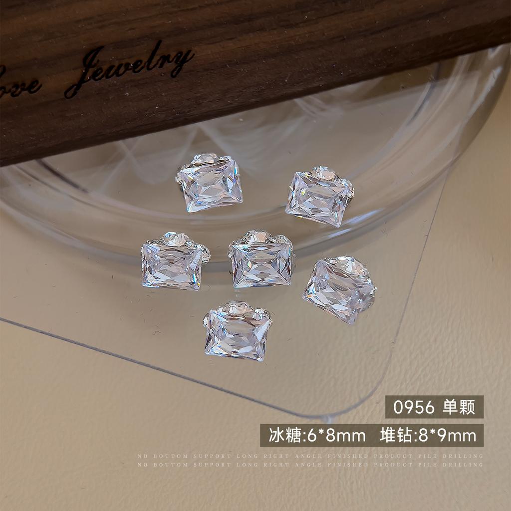 Sparkling Zircon Nail Art Pile Jewelry Light Luxury Versatile Transparent White No Bottom Support Rock Sugar Pigeon Egg Ball Finished Product