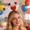 Feather Cat Ears Headband Valentines Day for Women Glitter Love Heart Hair Accessory Valentine's Wedding Birthday Party Supplies Red Valentine