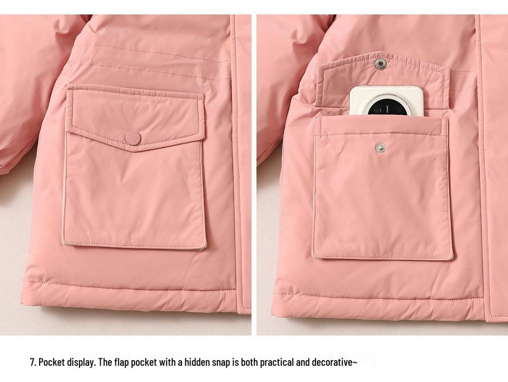 Girls' Winter Down Jacket: Mid-Length, Thickened, 90% Down, Suitable for Medium and Large Sizes - Style 2025.