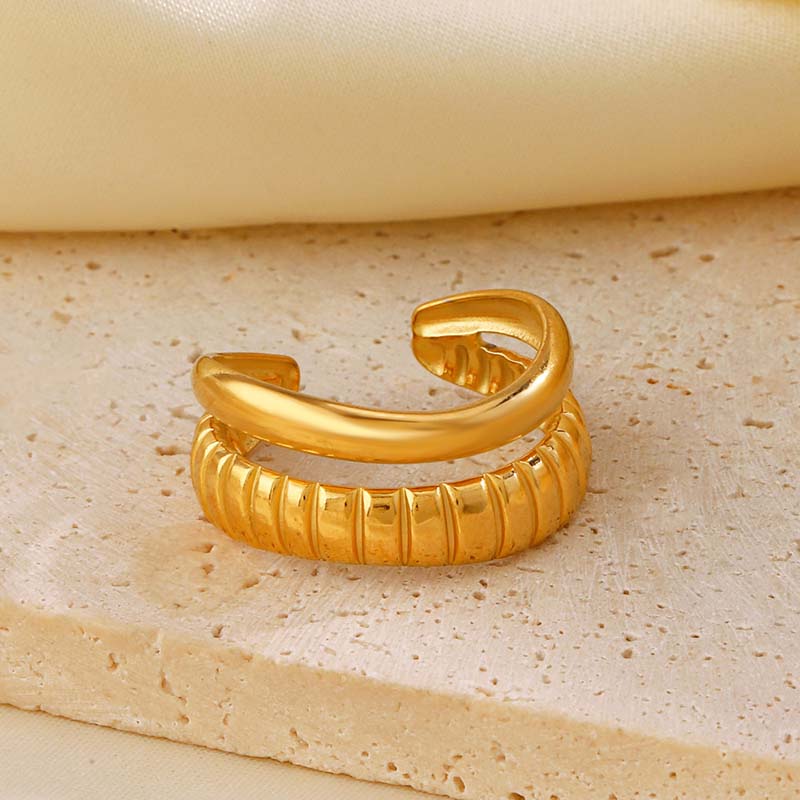 Stainless Steel Line Open Rings for Women Trendy Simple Geometric Adjustable Personality Finger Ring Wedding Party Jewelry Gifts
