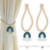 2 pcs Magnetic Wooden Bead Curtain Tiebacks Minimalist Rainbow Tassel for Bedroom Living Room Patio