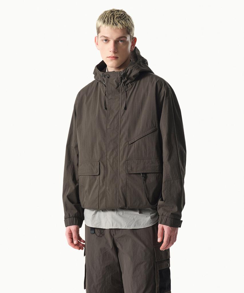 Musinsa Standard [City Leisure] Cn Hooded Windbreaker Jacket [Mud Grey]