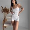 Damen-Strick-Pyjama-Set mit Herzmuster - Weste und elastische Shorts 2025