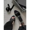 Fashion 2025 Summer Women's Studded Black Slippers Sexy Spice Punk High Heels Party Shoes