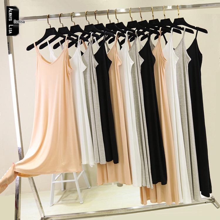 Women s Plus Size Sleeveless V-Neck Modal Cotton Slip Dress - Mid-Length, Slimming Base Layer Medium