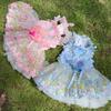 2026 Luxury Handmade Pet Dog Cats Clothes Fine Flower Embroidery Pink Blue Princess Dresses For Small Medium Dog Puppy Clothing