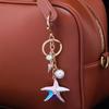 Sparkling Starfish Key Ring Zinc Metal Craftsmanship with Seashells Charm Keychain Pendant Beach Vacation Accessory