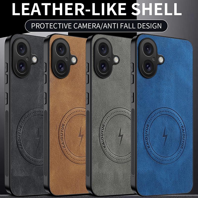 For iPhone 17 Air Luxury Lightning Magnetic Leather Case For iPhone 17 Pro Max Soft Shockproof Mobile Phone Protector Cover 17