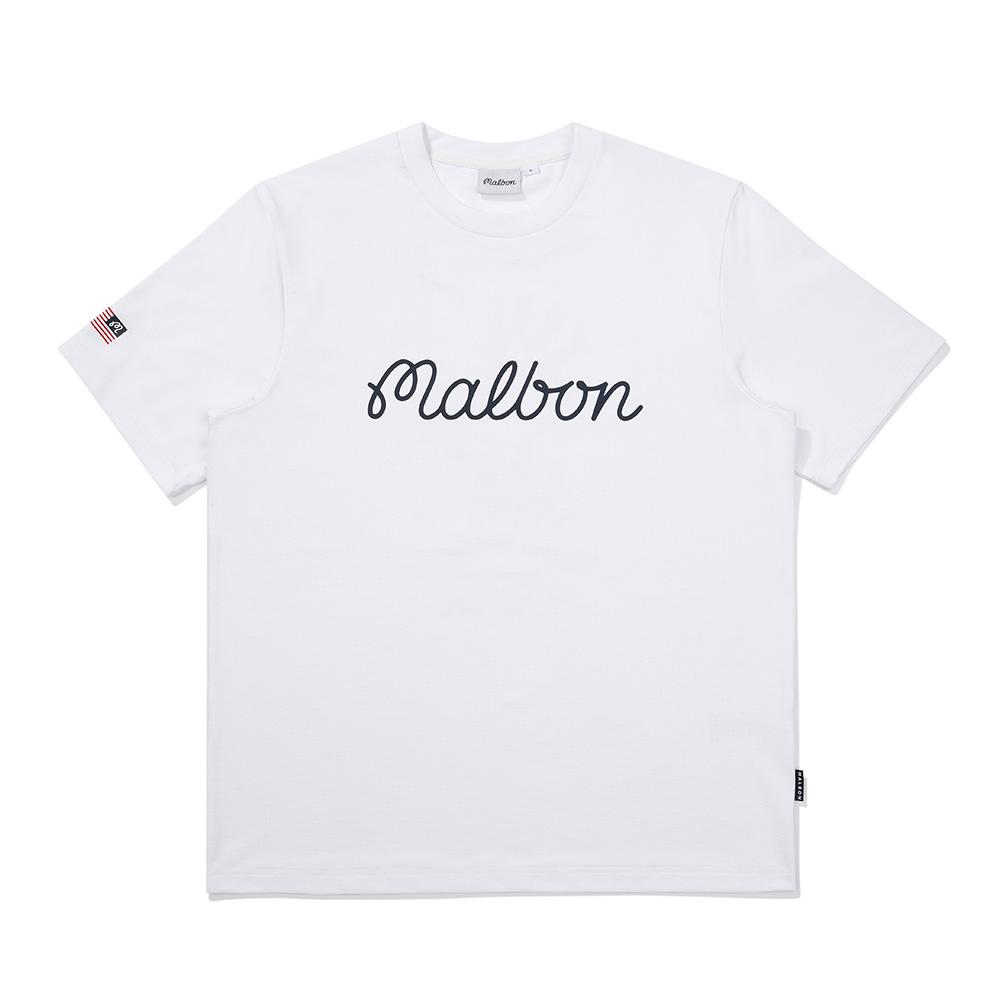 MALBON GOLF M American Flag Round T-Shirt White (Man)