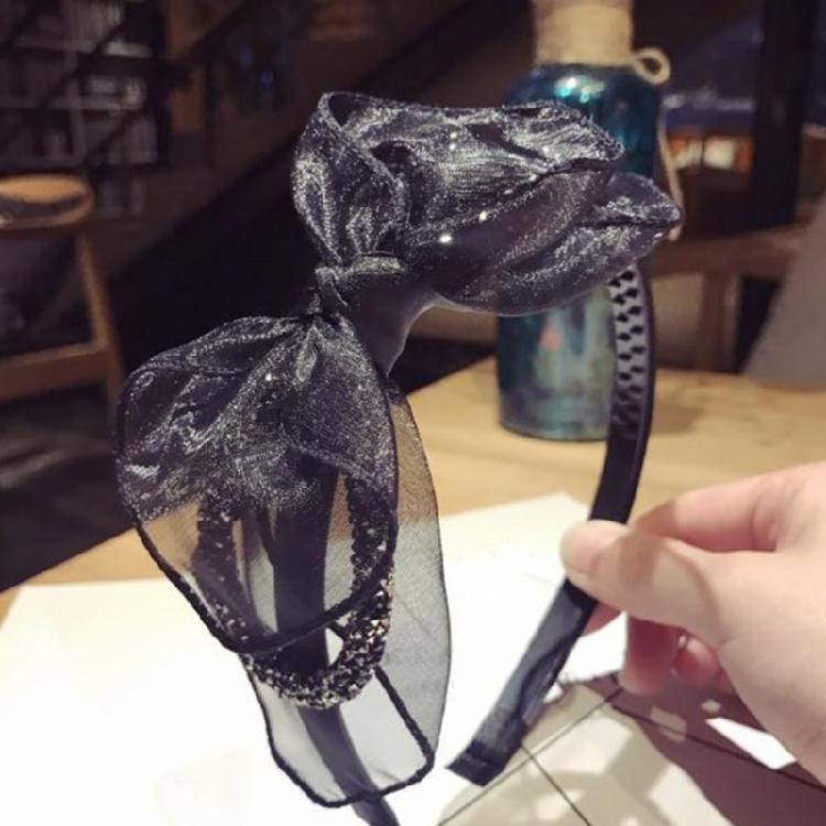 Lace Bowtie Hairband Female Flapper Costume Hairhoop for Formal Event Banquet