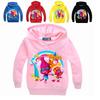 Sudadera con Capucha Estampada de Trolls para Niños Pulóveres de Algodón Abrigo Chaqueta Regalo Años