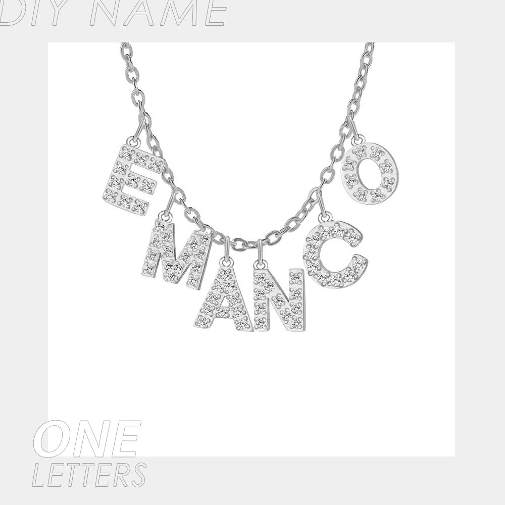 EMANCO Customized Name Necklace Personalized Zircon Letter Stainless Steel Choker Necklace Pendant Nameplate Gift Dropshipping