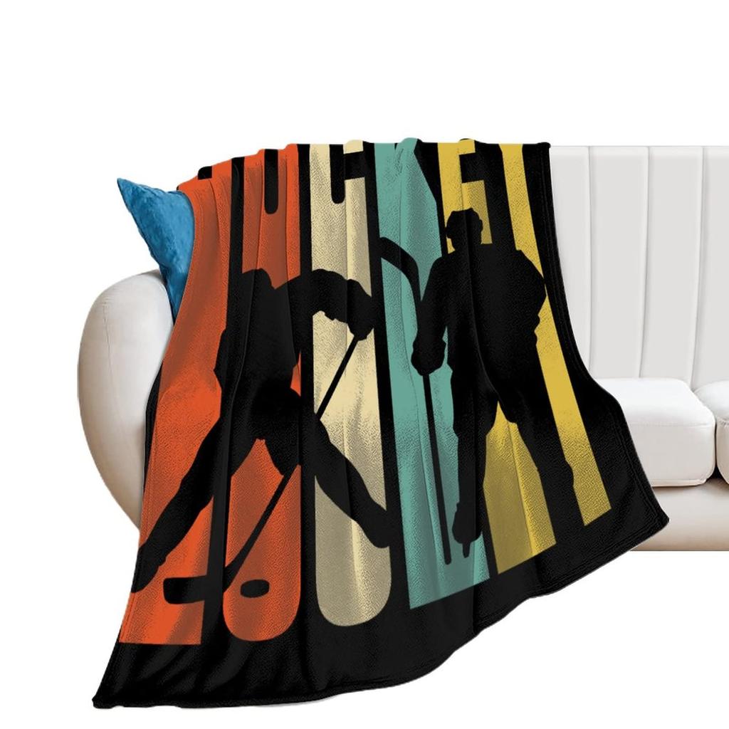 Ice Hockey Throw Blanket Winter Sport Game Flannel Blanket Sporting Competition Sofa Couch Office Flannel Blankets for Kids Boys