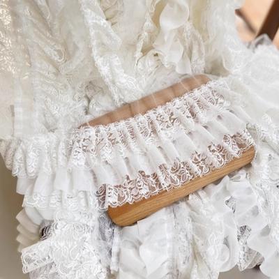 High Quality 3-layer Chiffon Pressed Embroidery White Lace DIY Doll Dress Skirt Extended Hem for Easy Sewing Fabric Accessories