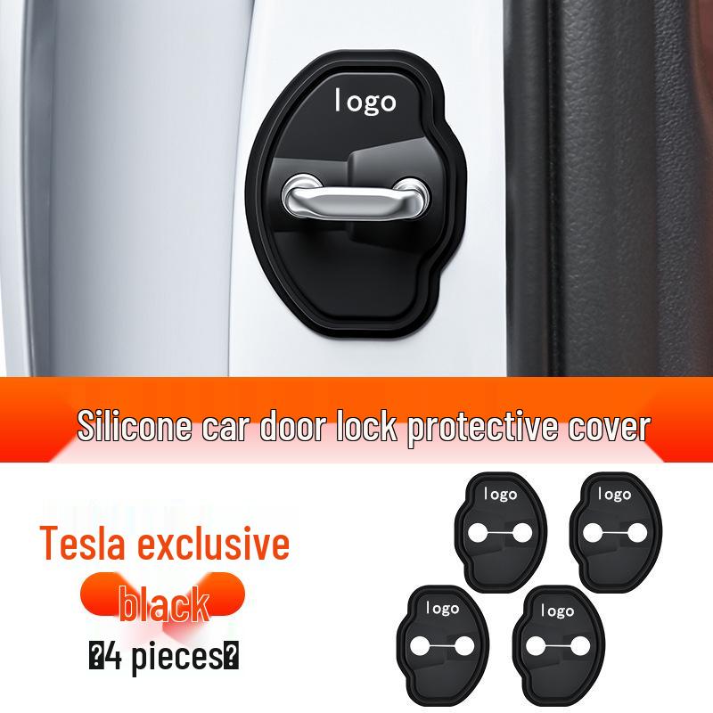 Tesla Door Lock Shock Absorbing Pad for Model 3/Y/S/X - Refreshed Car Door Lock Buckle Cover