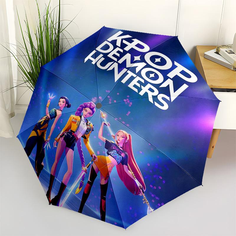 

1pc KPOP DEMON HUNTERS Umbrella with Plastic Handle,Suitable for All Seasons Home Travel Outdoor UmbrellaFP039