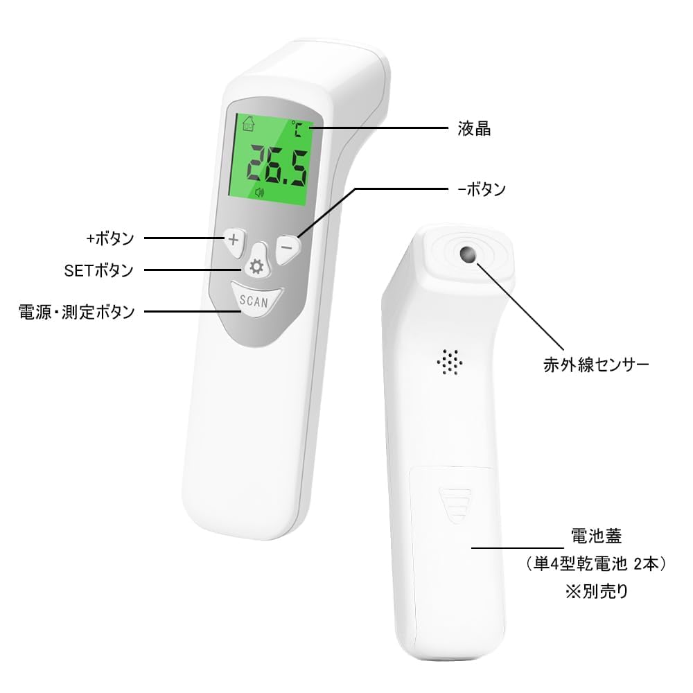 FIDAC Elektronisches Temperatur 32 Thermometer Berührungsloses Thermometer, Infrarot, Schnell, 1-Sekunden-Messung, Aufzeichnungen, Berührungslos