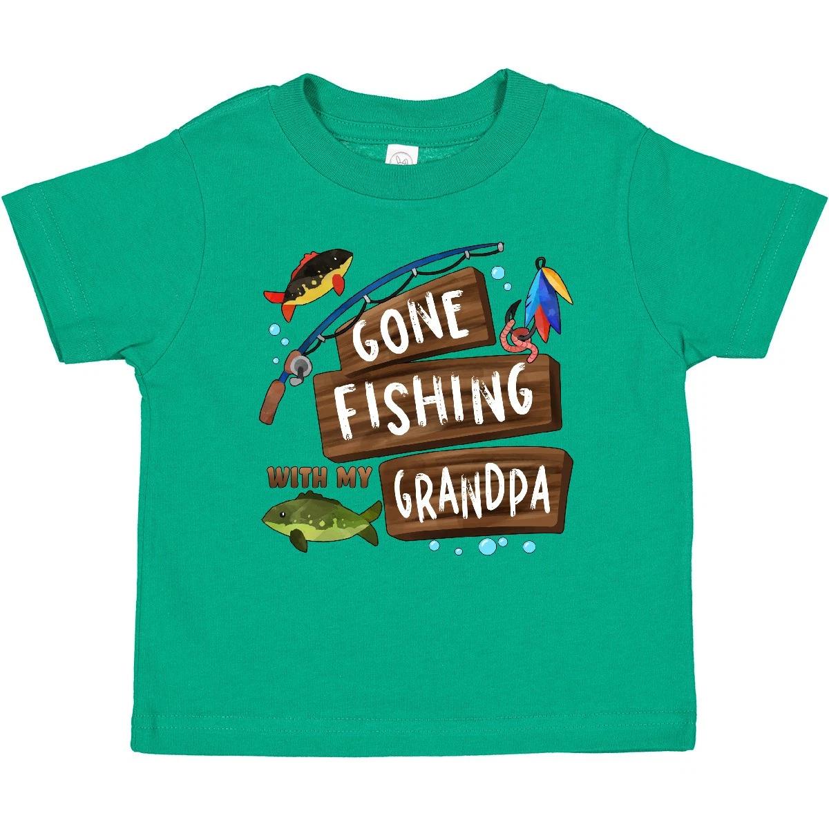 Inktastic Gone Fishing With My Grandpa Baby T-Shirt Kids Fish Grandchild Rod Fun 140