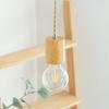 Chiko Electric Natural Wood Pendant Light, E26 Bare Bulb, Natural Color, with Leather Cord Holder, No Installation Required (For Ceiling Mounts,