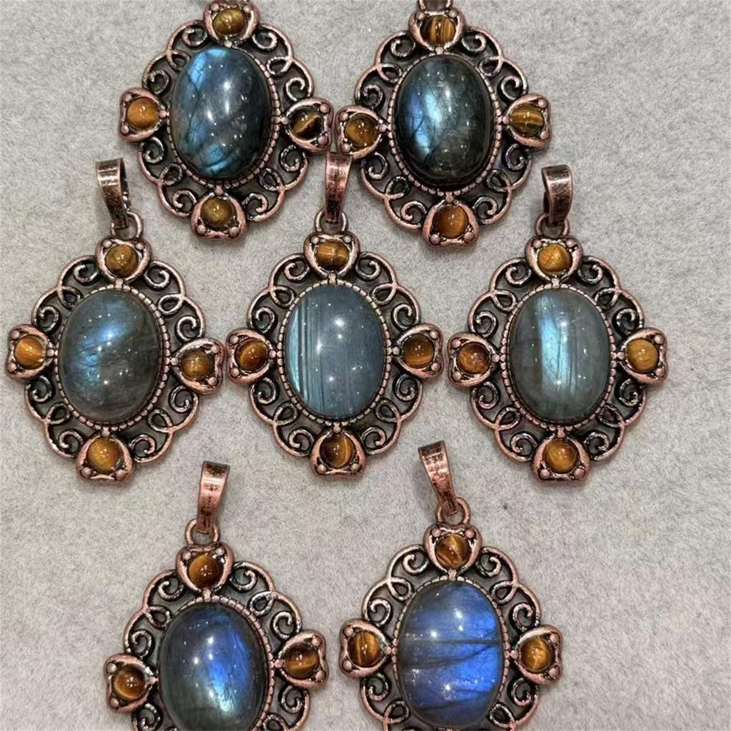 Natural Crystal Jewellery Pendant Healing Stone Gift for Women Labradorite Pendant