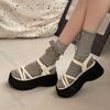 Fashion Roman Sandals Women's 2025 New Summer Thick Bottom Cross Strap Platform Sandal Casual High Heels Solid Heeled Sandals for Women