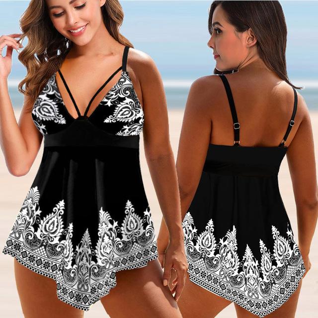 Women Two Piece Large Size Swimsuit 2023 Female Swimwear Sexy Monokini High Waist Swimming Suits Summer Beachwear Bathing Suit