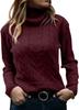 Retro Women's Fall/Winter Solid Color Turtleneck Cable Knit Pullover Sweater Thick Warm Relaxed Slimming Long Sleeve Top
