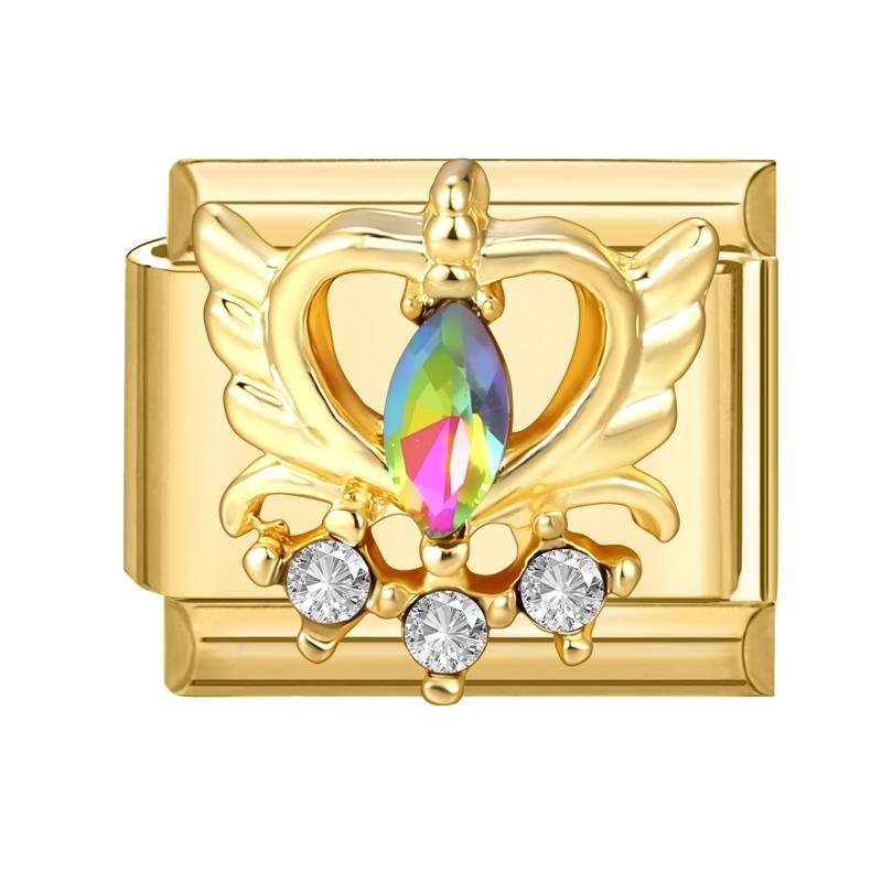 NEW Brilliant Zircon Love Heart Bow Starfish Flower Sun Italian Charm Links Fit 9mm Stainless Steel Bracelet Jewelry DIY Making