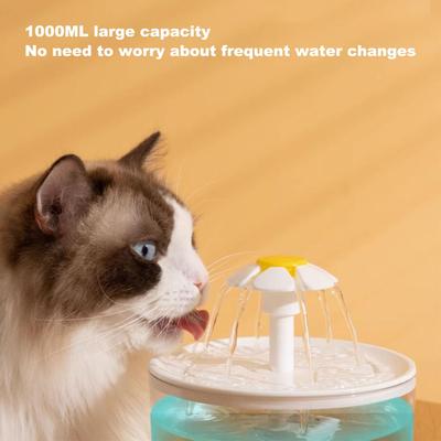 USB Electric Mute 1L Pet Water Fountain Automatic Cat Drink Bowl With Filter For Cats Inside