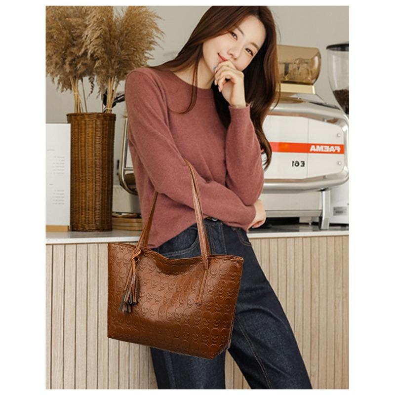 Printed Solid Color Large Capacity Commuting Shoulder Bag