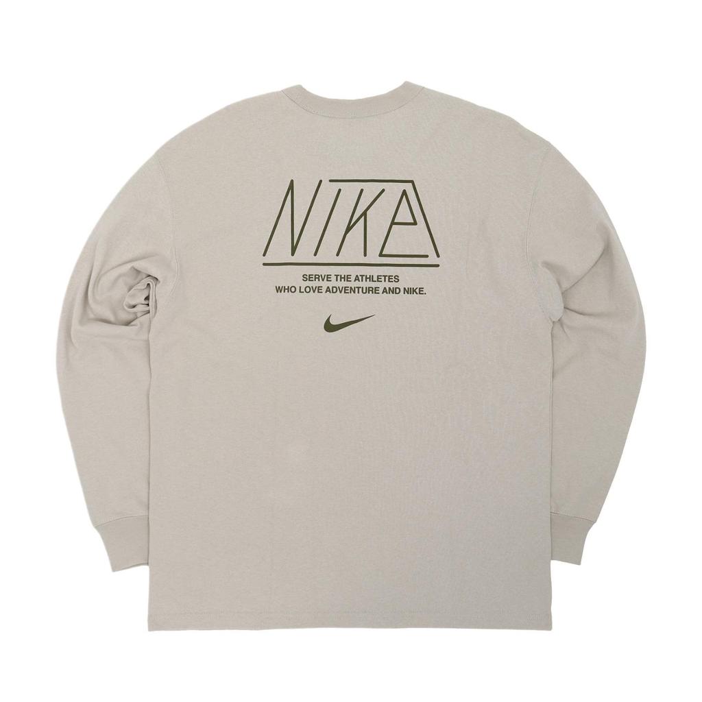 Nike Letter Logo Print Round Neck Long Sleeve T-Shirt Men Tops Milk-Tea FN7095-072
