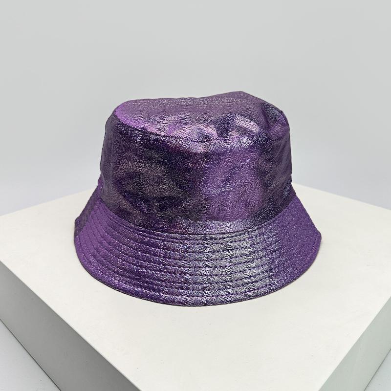 Fisherman Bucket Reflective Visibility High Color Multi Leather PU Faux Women  Men For Neutral Gender Fresh Caps Hats Double Sided Sunshade