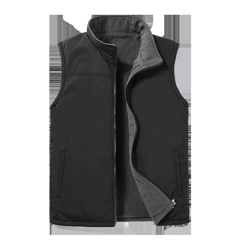 Men's Vest Fleece Jacket Trend Middle Aged  Elderly Plus Velvet Warm Vest Dad Cotton Waistcoat Vest