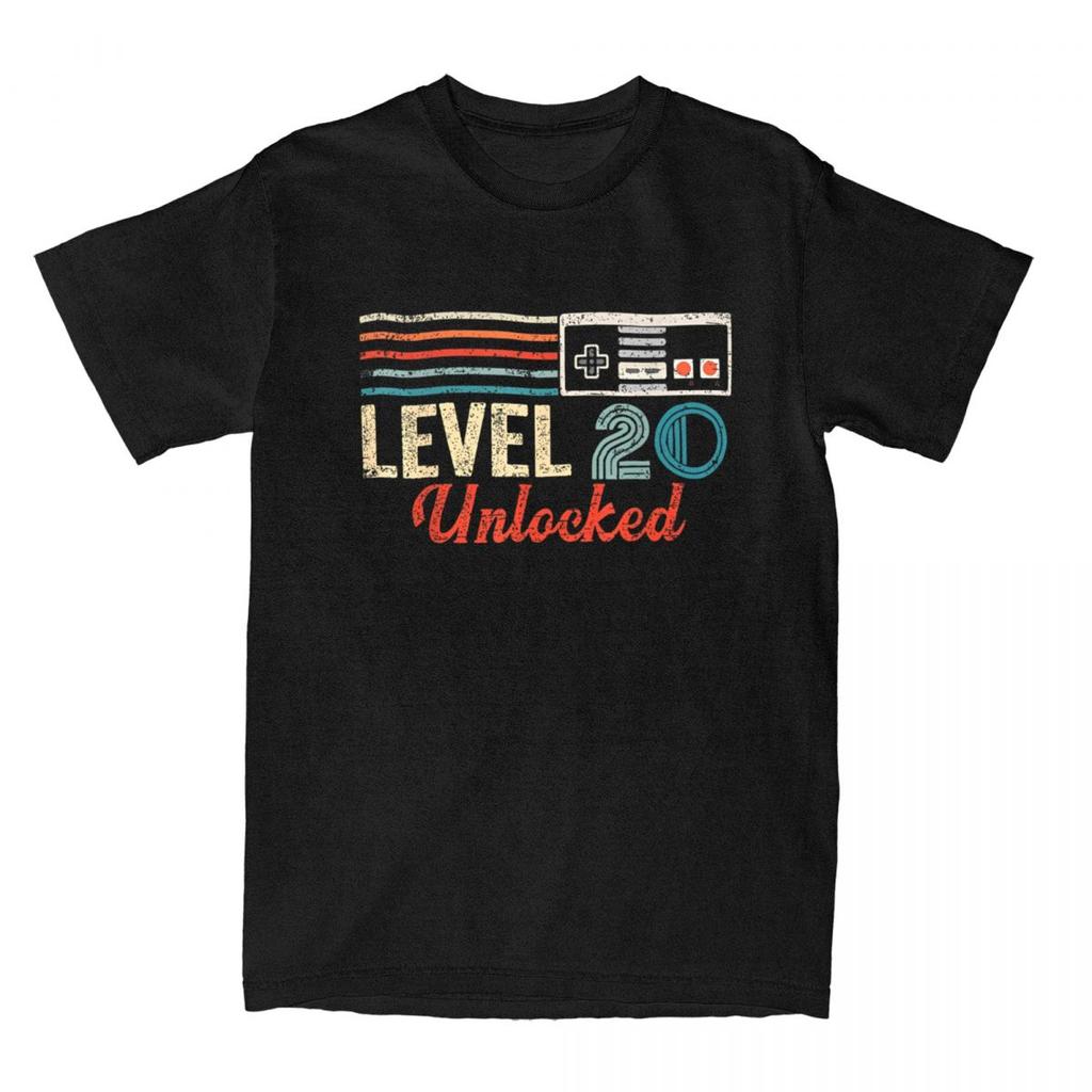 Men TShirts Unlocked Level 10 20 30 40 50 60 Birthday Boy Video Game Controller Hipster Tee Shirt T Shirt Clothing Gift