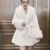 Faux Fur Coat with Fur Collar, Waist-cinching Design, Thickened and Warm, Long-length, Stylish Winter Coat for Autumn and Winter