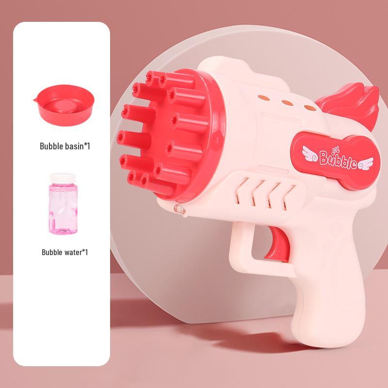 Cross 29-Hole Airplane Bubble Machine Kids' Toy - Multi-Hole Gatling Bubble Gun with Lights