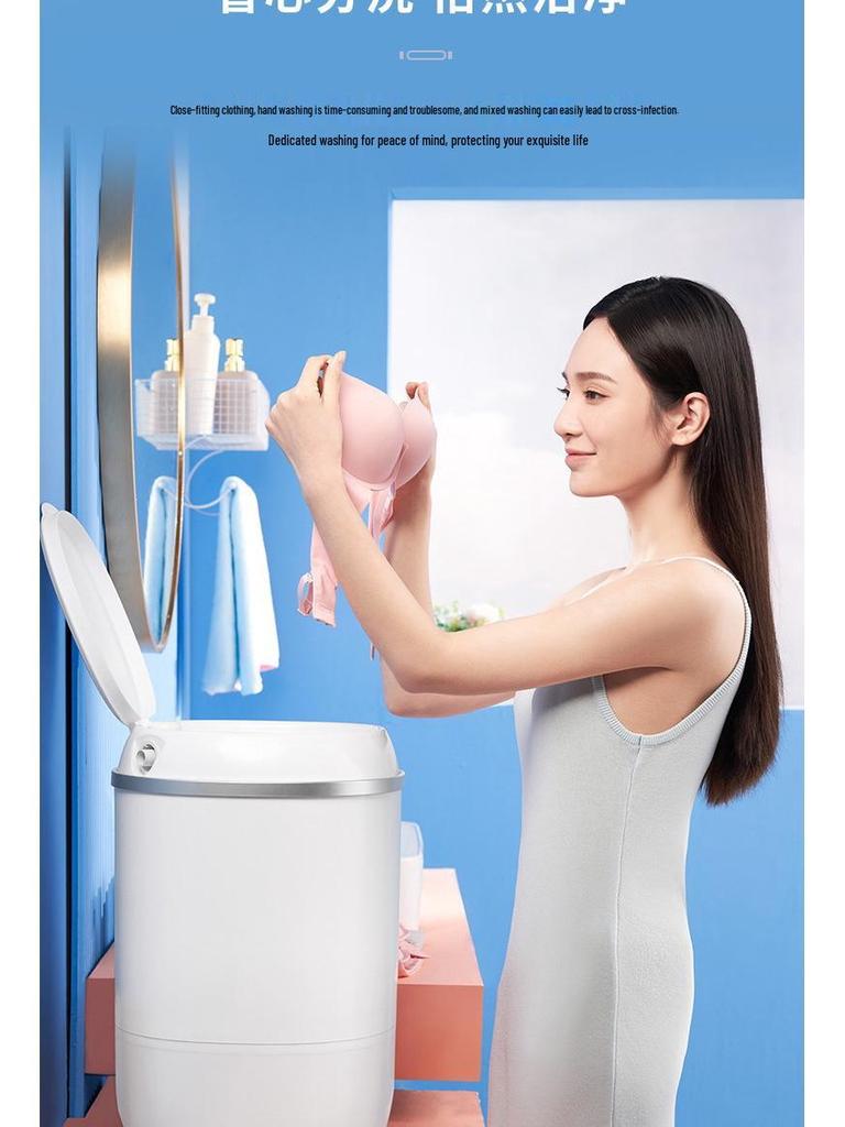 Compact Semi-Automatic Mini Washing Machine with Blue Light and Spin Function