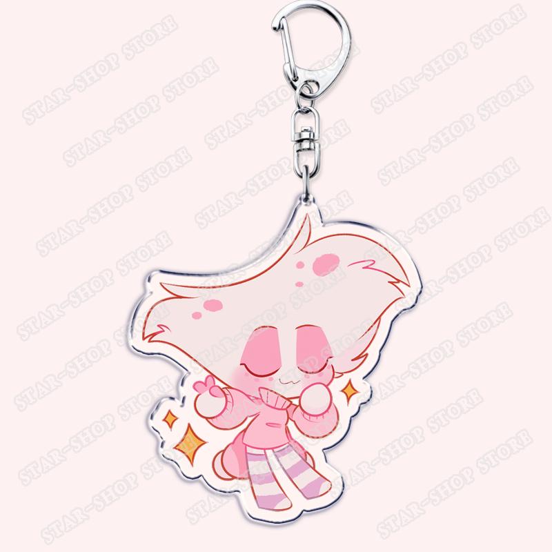 Heiß Populär Anime Cartoon Dämon Figur Schlüsselanhänger für Zubehör Tasche Angel Dust Schlüsselanhänger Ring Schlüsselring Schmuck Fans Freunde Geschenke