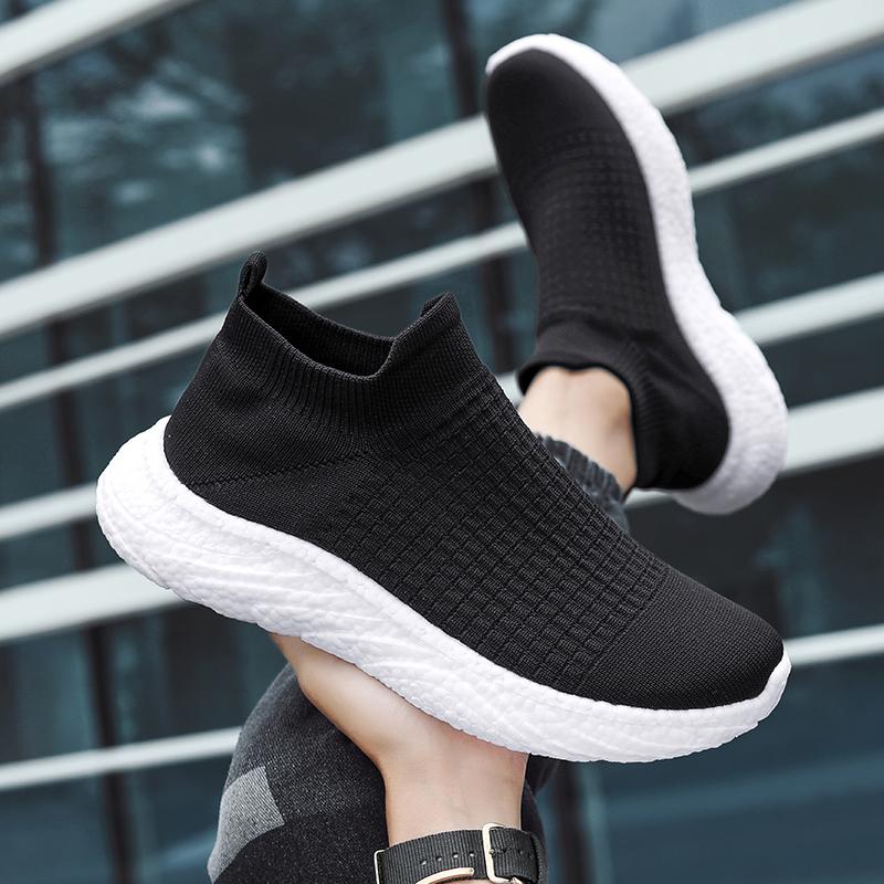 Fashion Khaki New Trendy Lovers Casual Shoes Male Breathable Lightweight Flying Knitted Shoes Ladies Outdoor Non-slip Sports Sneaker 45