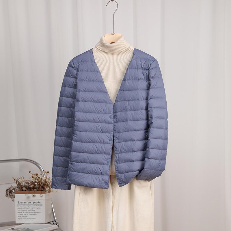 Women's Ultra-Light Convertible Down Jacket - 90% White Duck Down, Round/V-Neck, for Spring, Autumn, Winter