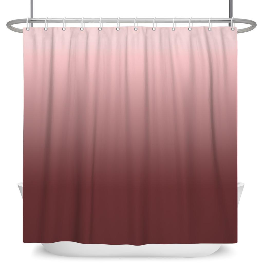 Modernes einfaches Duschvorhang-Set mit 12 Haken, einfarbig, Farbverlauf, abstrakt, elegant, wasserdicht, Polyester, Badezimmer-Vorhang-Dekor